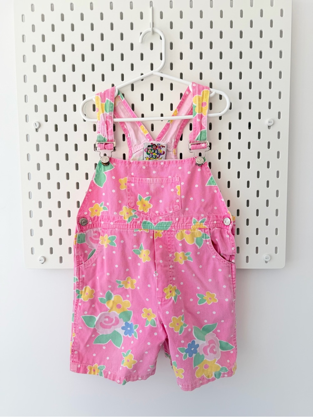 Vintage pink florals Bubble gum Shortalls 6X Like new
